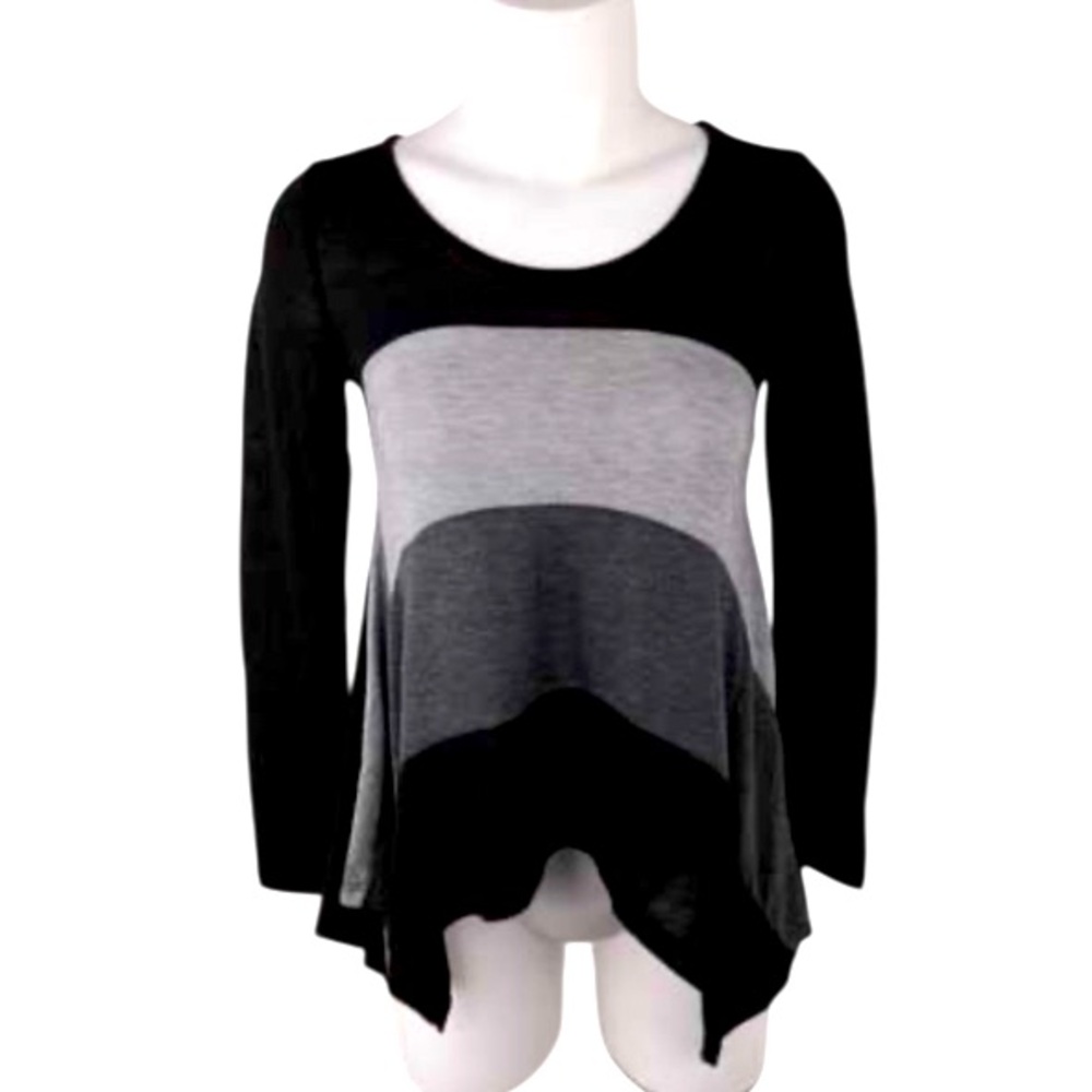 Just Ginger Striped Semi Sheer Long Sleeve Shirt Color Block Size Large